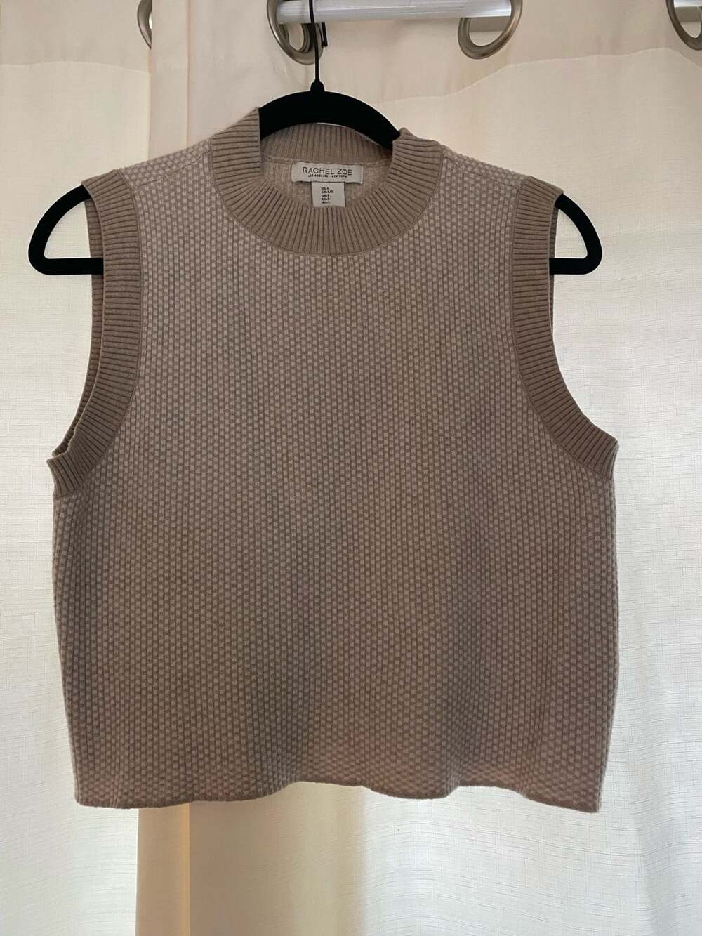 Rachel Zoe Tan Micro-Pattern Knit Sweater Vest